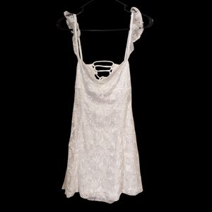 Elegant Mini White Lace Dress